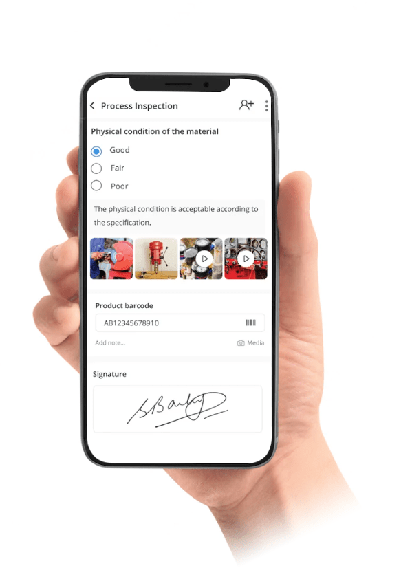 App on mobile held by hand