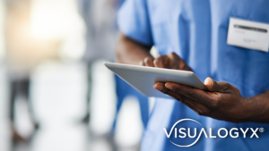 A doctor in the healthcare industry using a digital tablet for inspections and audits